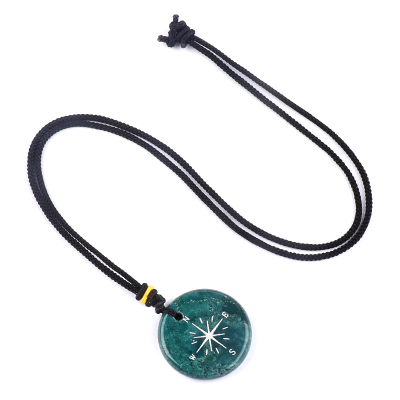 Natural Stone Viking Compass Pendant Necklace, Vegvisir Gift